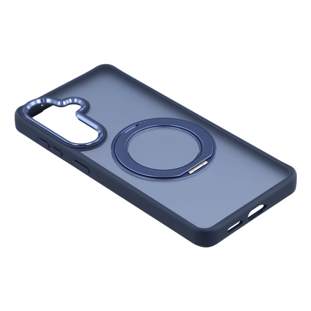 For Samsung Galaxy S25 Case Rotating Kickstand TPU + PC Anti-slip Matte Phone Back Cover - Blue - 4