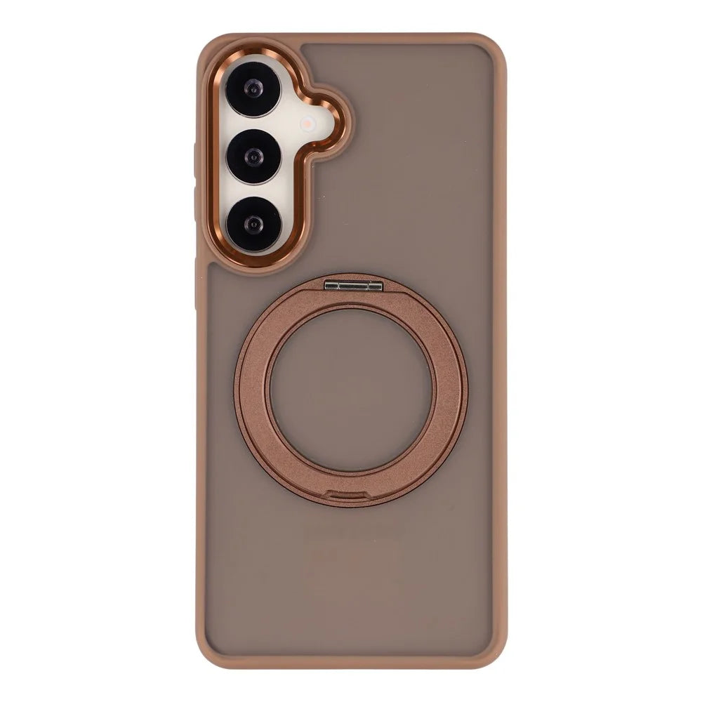 For Samsung Galaxy S25 FE Case Rotating Kickstand TPU + PC Anti-slip Matte Phone Back Cover - Gold - 1