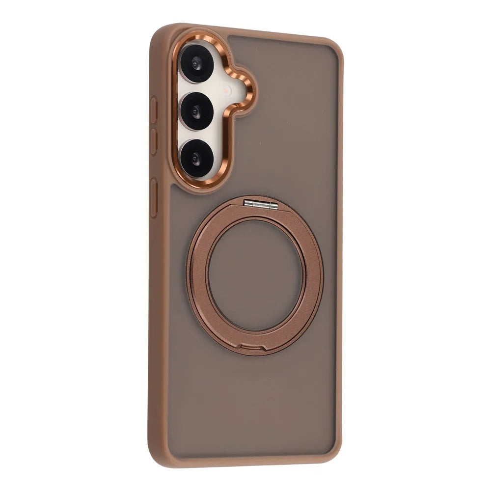 For Samsung Galaxy S25 FE Case Rotating Kickstand TPU + PC Anti-slip Matte Phone Back Cover - Gold - 2