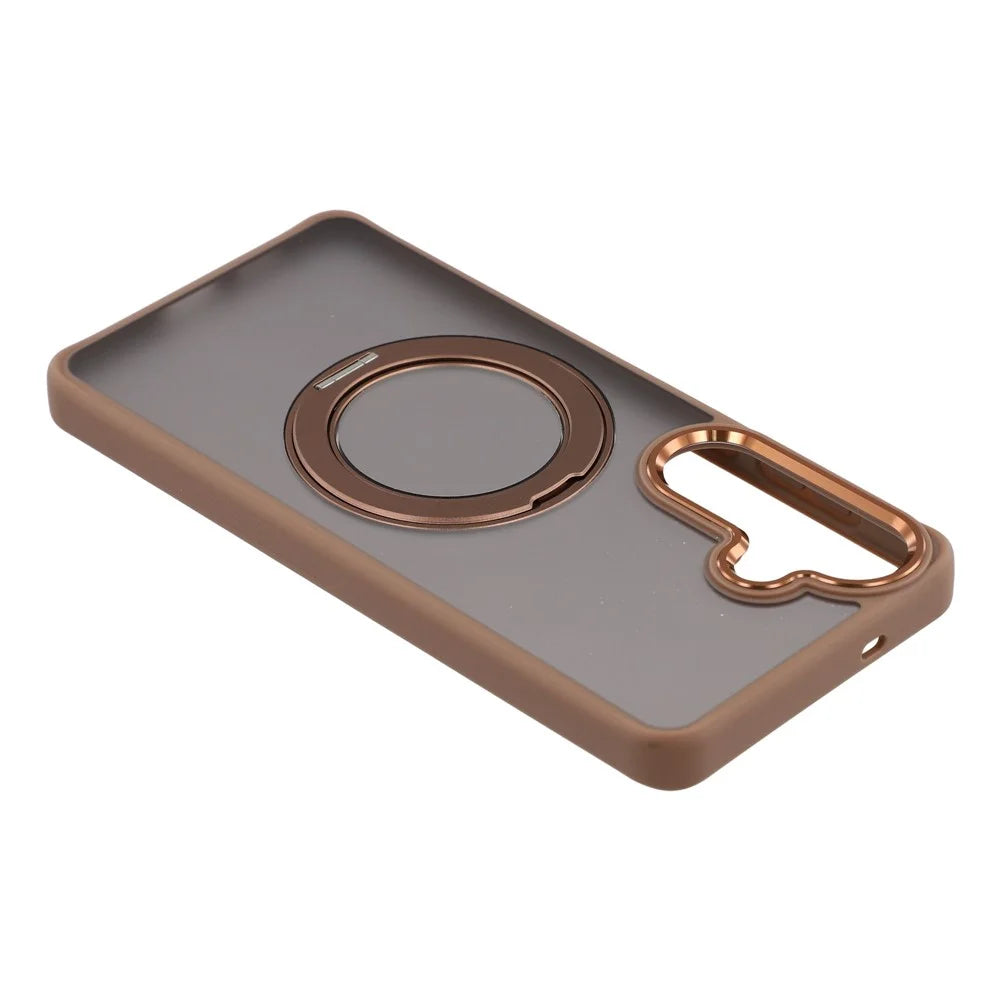 For Samsung Galaxy S25 FE Case Rotating Kickstand TPU + PC Anti-slip Matte Phone Back Cover - Gold - 5