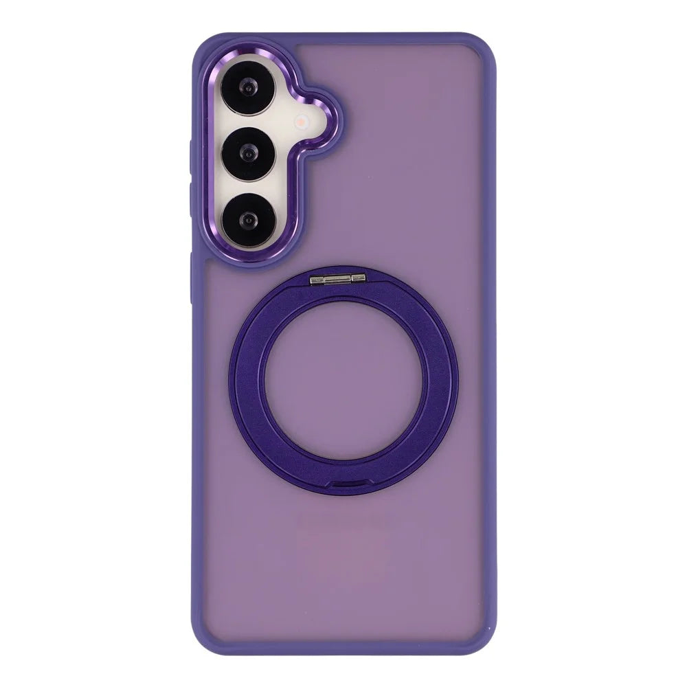 For Samsung Galaxy S24+ Case Rotating Kickstand TPU + PC Anti-slip Matte Phone Back Cover - Purple - 1