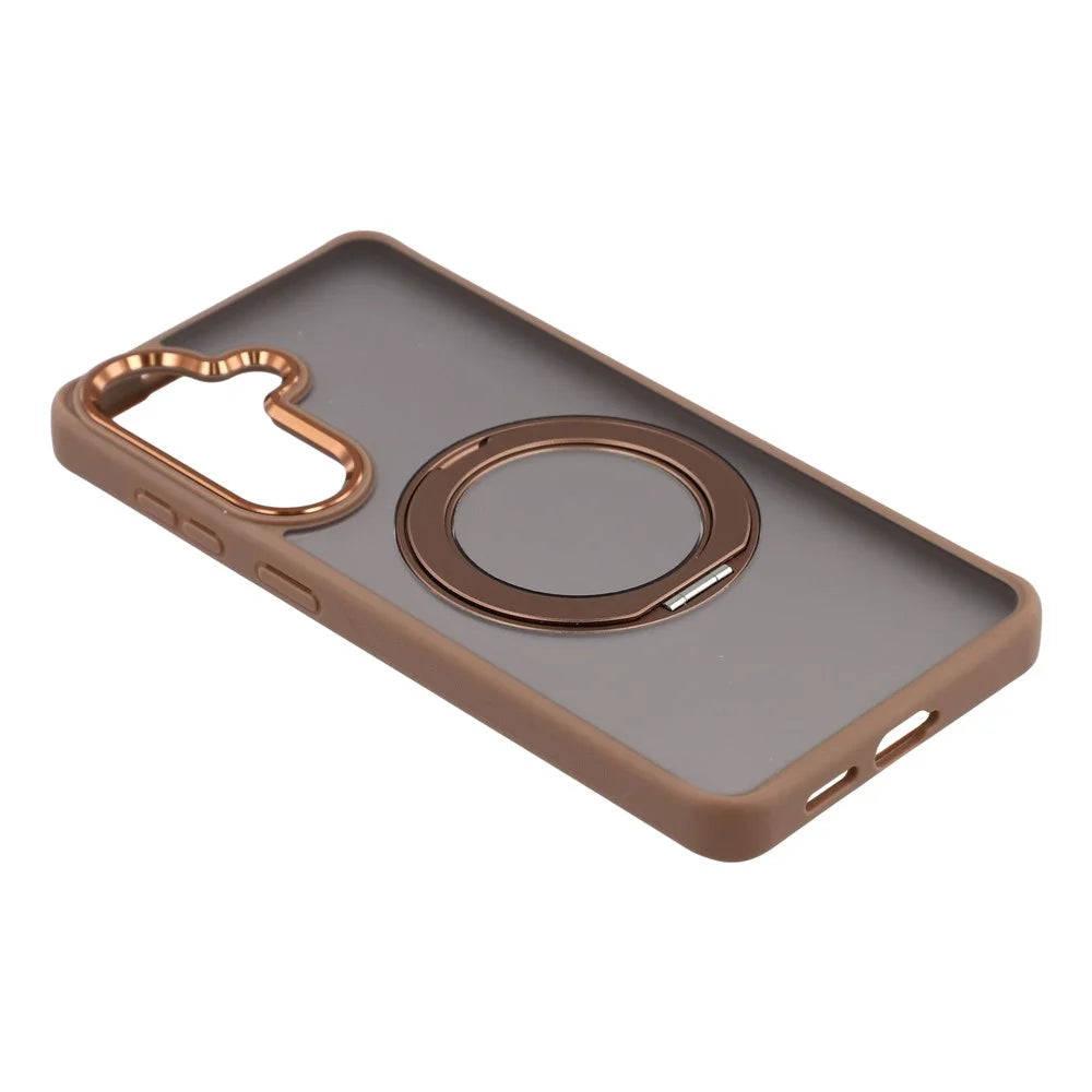 For Samsung Galaxy S24 Case Rotating Kickstand TPU + PC Anti-slip Matte Phone Back Cover - Gold - 4