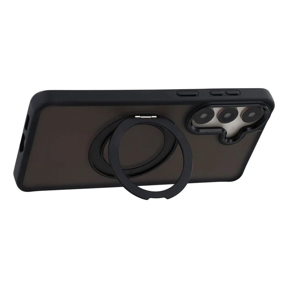 For Samsung Galaxy S24 FE Case Rotating Kickstand TPU + PC Anti-slip Matte Phone Back Cover - Black - 3