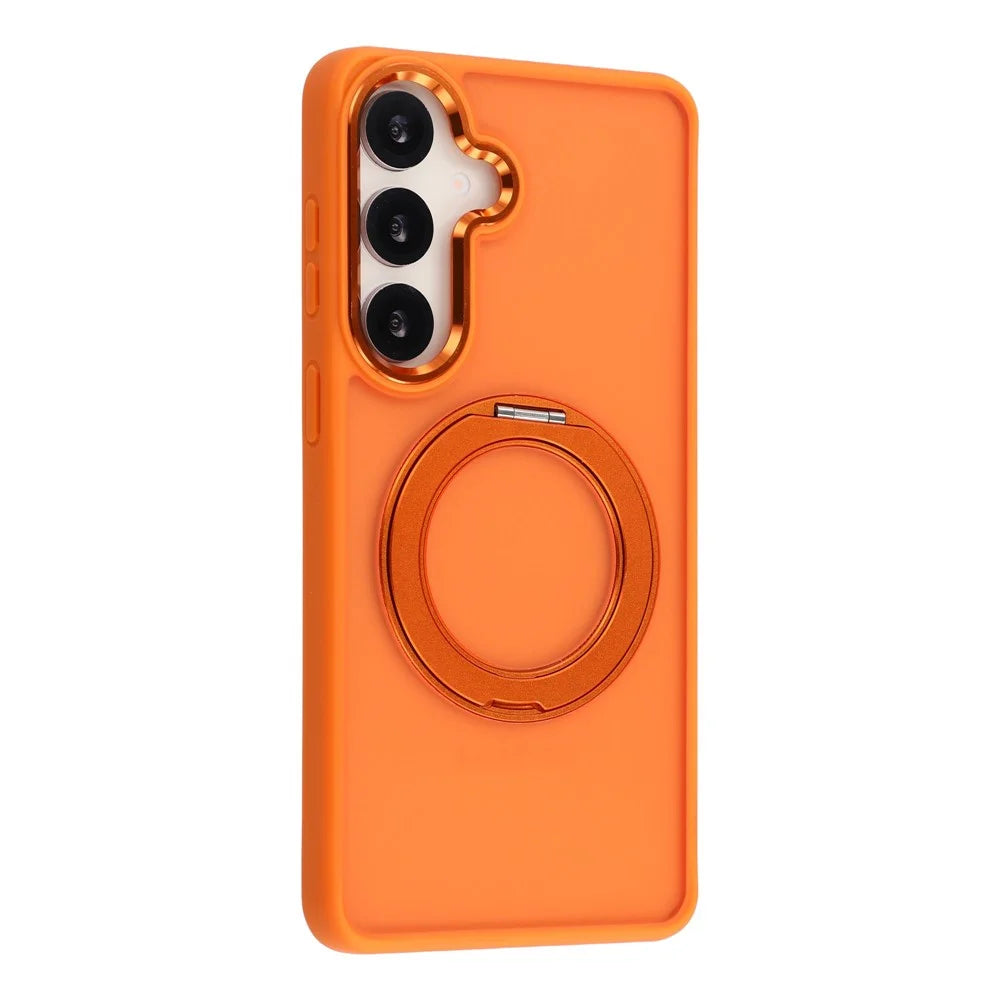 For Samsung Galaxy A35 5G Case Rotating Kickstand TPU + PC Anti-slip Matte Phone Back Cover - Orange - 2