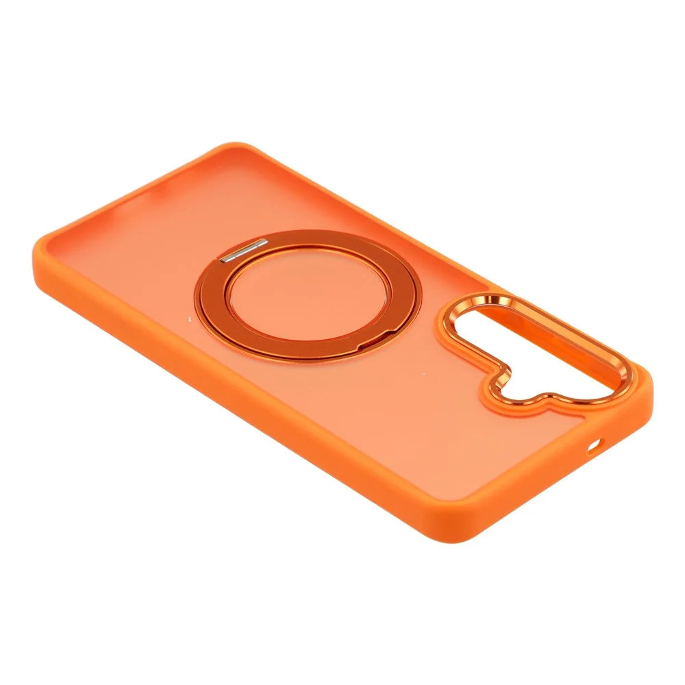 For Samsung Galaxy A35 5G Case Rotating Kickstand TPU + PC Anti-slip Matte Phone Back Cover - Orange - 5