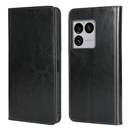 For Sony Xperia 1 VIII Case Crazy Horse Texture Split Leather Wallet Phone Cover - Black - 1