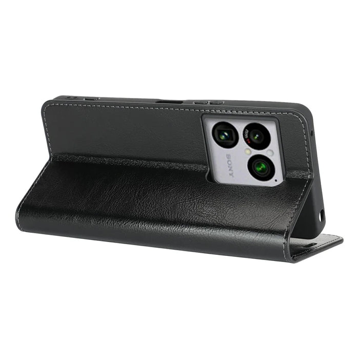 For Sony Xperia 1 VIII Case Crazy Horse Texture Split Leather Wallet Phone Cover - Black - 3