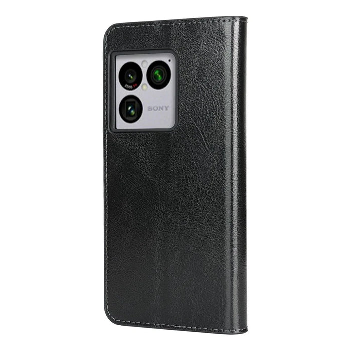 For Sony Xperia 1 VIII Case Crazy Horse Texture Split Leather Wallet Phone Cover - Black - 7