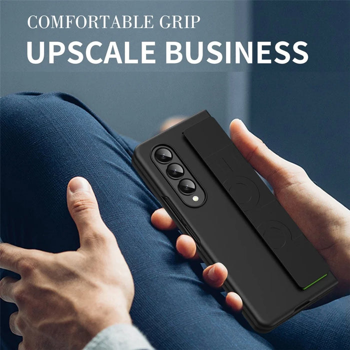 Shockproof Case for Samsung Galaxy Z Fold4 5G Anti-Fall Hard PC Phone Case Rubberized Protective Case with Elastic Strap - Purple - 7