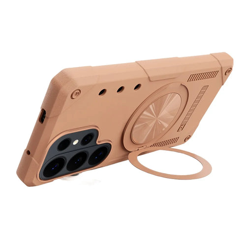 For Samsung Galaxy S26 Ultra Magnetic Case 360° Rotating Ring Kickstand TPU Phone Cover - Gold - 1