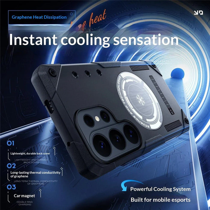 For Samsung Galaxy S26 Ultra Case Graphene Cooling TPU + PC Armor Shockproof Phone Cover - Black - 2