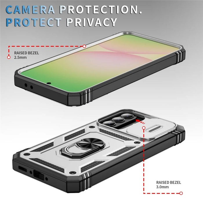 For Samsung Galaxy A27 5G Case TPU + PC Slide Camshield Kickstand Phone Cover - White - 7