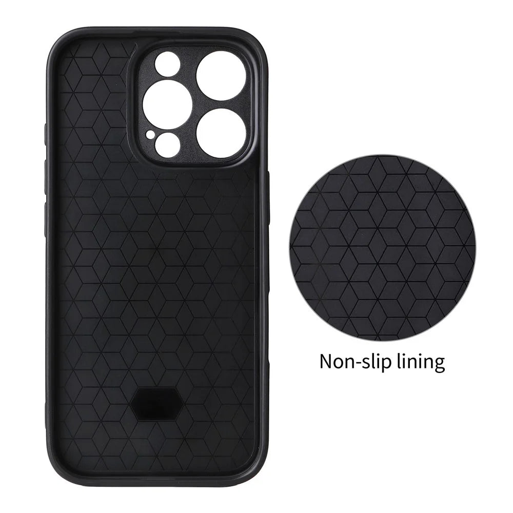 For iPhone 16 Pro Max Case Carbon Fiber Texture Leather Coated TPU PC Phone Cover with Metal Ring for Magnetic Car Mount - Orange - 6