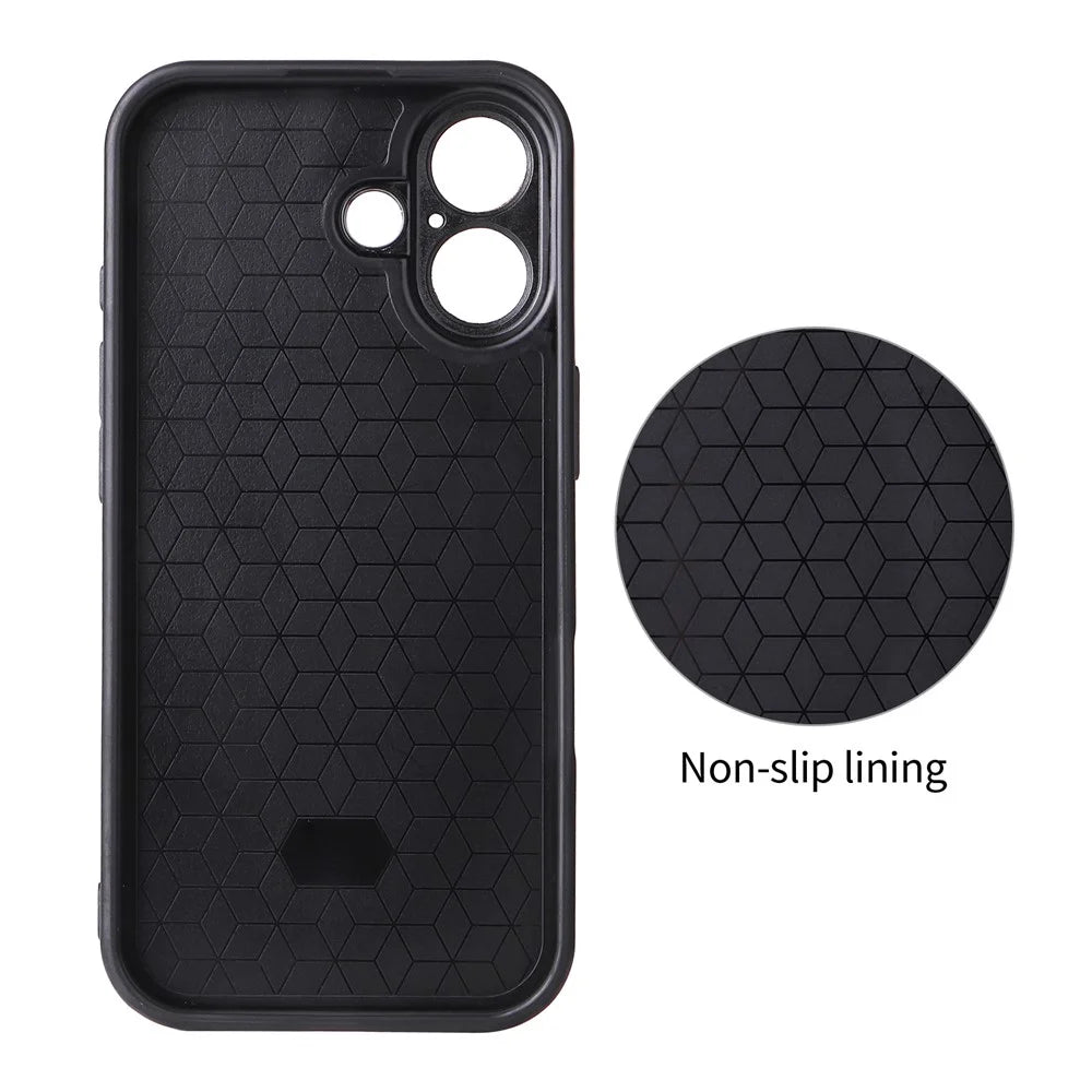 For iPhone 17 Case Carbon Fiber Texture Leather Coated TPU PC Phone Cover with Metal Ring for Magnetic Car Mount - Orange - 4