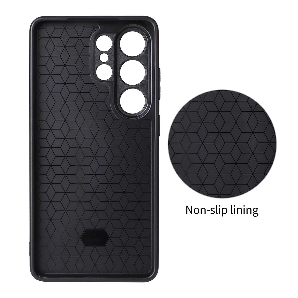 For Samsung Galaxy S26 Ultra Case Carbon Fiber Texture Leather Coated TPU PC Phone Cover with Metal Ring for Magnetic Car Mount - Red - 4
