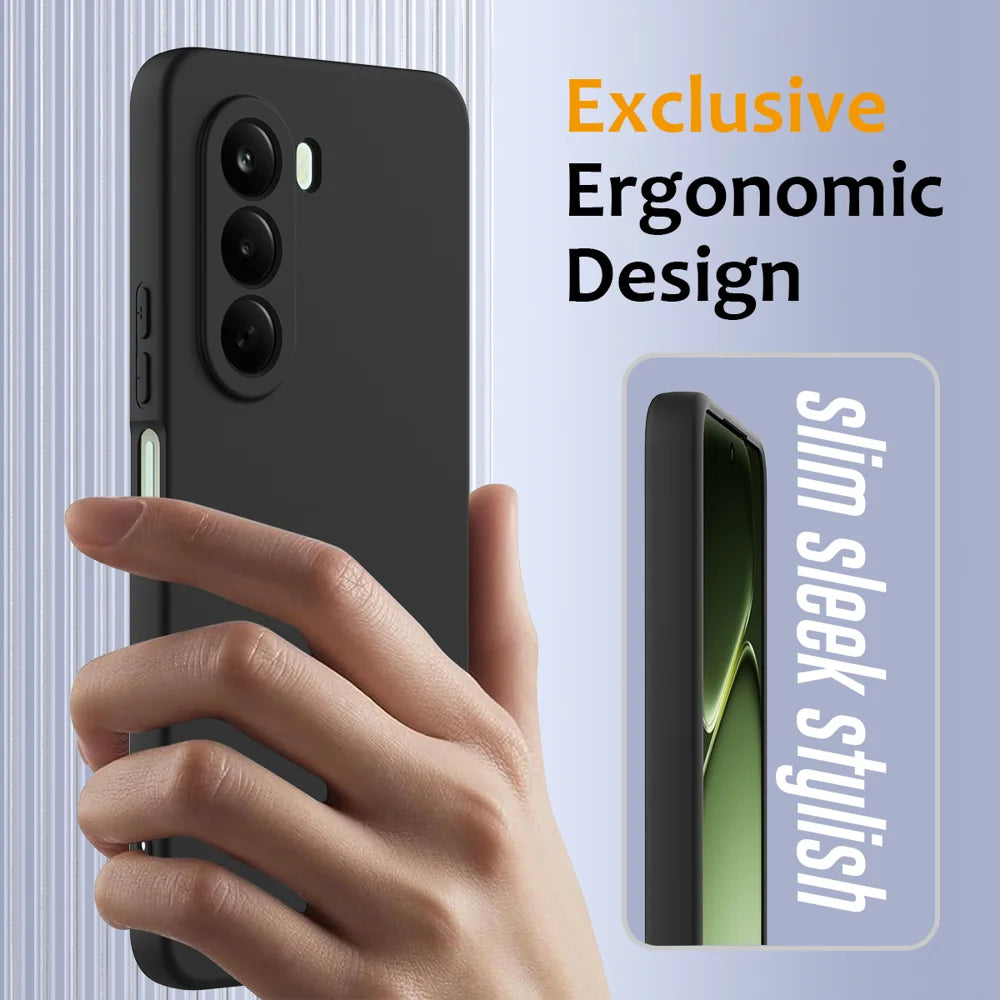 For Realme P4x 5G / OnePlus Nord CE6 Lite 5G Magnetic Case Anti-Drop Liquid Silicone Phone Cover with Lanyard - Black - 4
