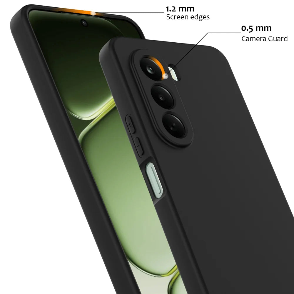 For Realme P4x 5G / OnePlus Nord CE6 Lite 5G Magnetic Case Anti-Drop Liquid Silicone Phone Cover with Lanyard - Black - 6