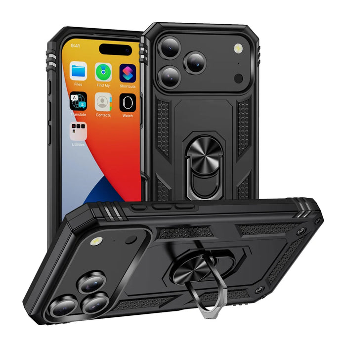 For iPhone 18 Pro Max / 17 Pro Max Case PC + TPU Phone Cover with Kickstand - Black - 1