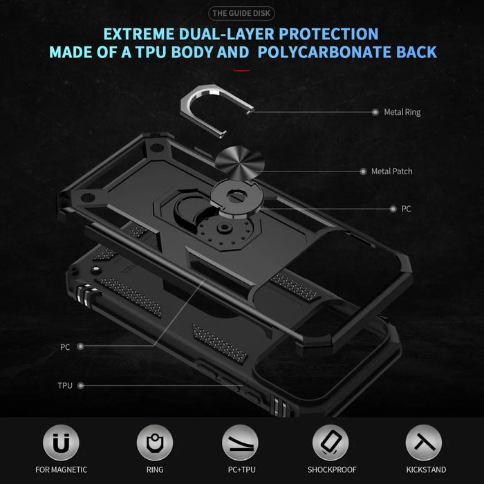 For iPhone 18 Pro Max / 17 Pro Max Case PC + TPU Phone Cover with Kickstand - Black - 2
