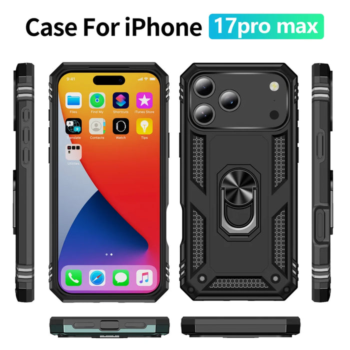 For iPhone 18 Pro Max / 17 Pro Max Case PC + TPU Phone Cover with Kickstand - Black - 5