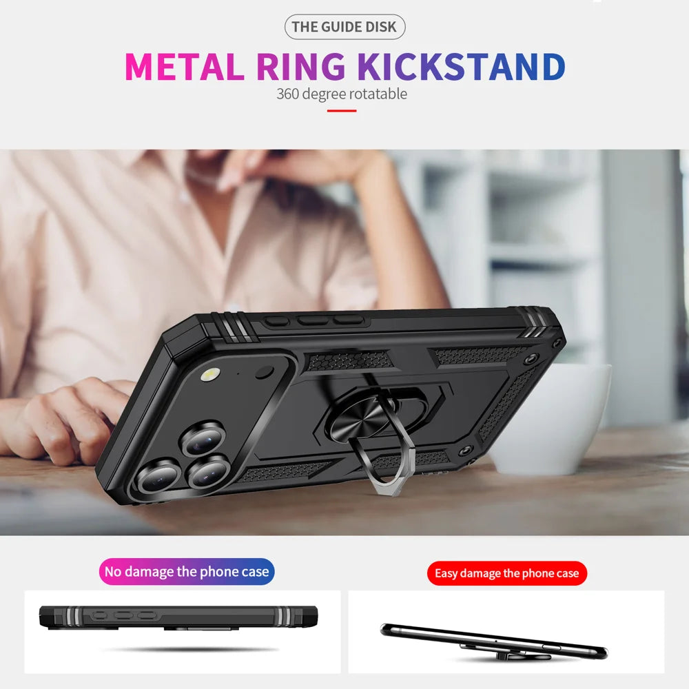 For iPhone 18 Pro / 17 Pro Case PC + TPU Phone Cover with Kickstand - Black - 7