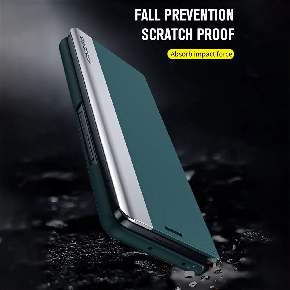 Protective Case for Samsung Galaxy Z Fold4 5G Had PC Phone Case Anti-Fall Shockproof Stand Cover with Pen  /  Pen Slot - Green - 6