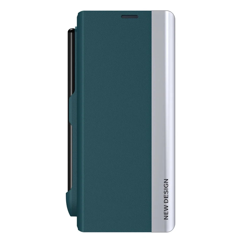 Protective Case for Samsung Galaxy Z Fold4 5G Had PC Phone Case Anti-Fall Shockproof Stand Cover with Pen  /  Pen Slot - Green - 7