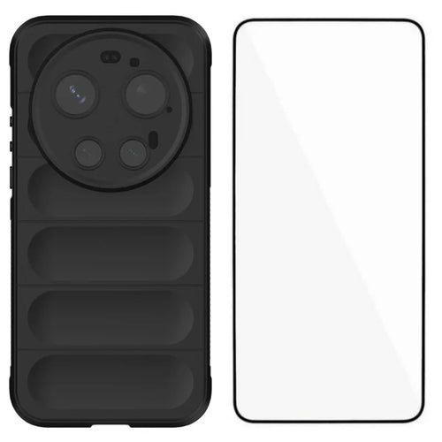 WANLONFENG for Xiaomi 17 Ultra 5G TPU Case  HD Series Anti Slip Phone Cover with Tempered Glass - Black - 1