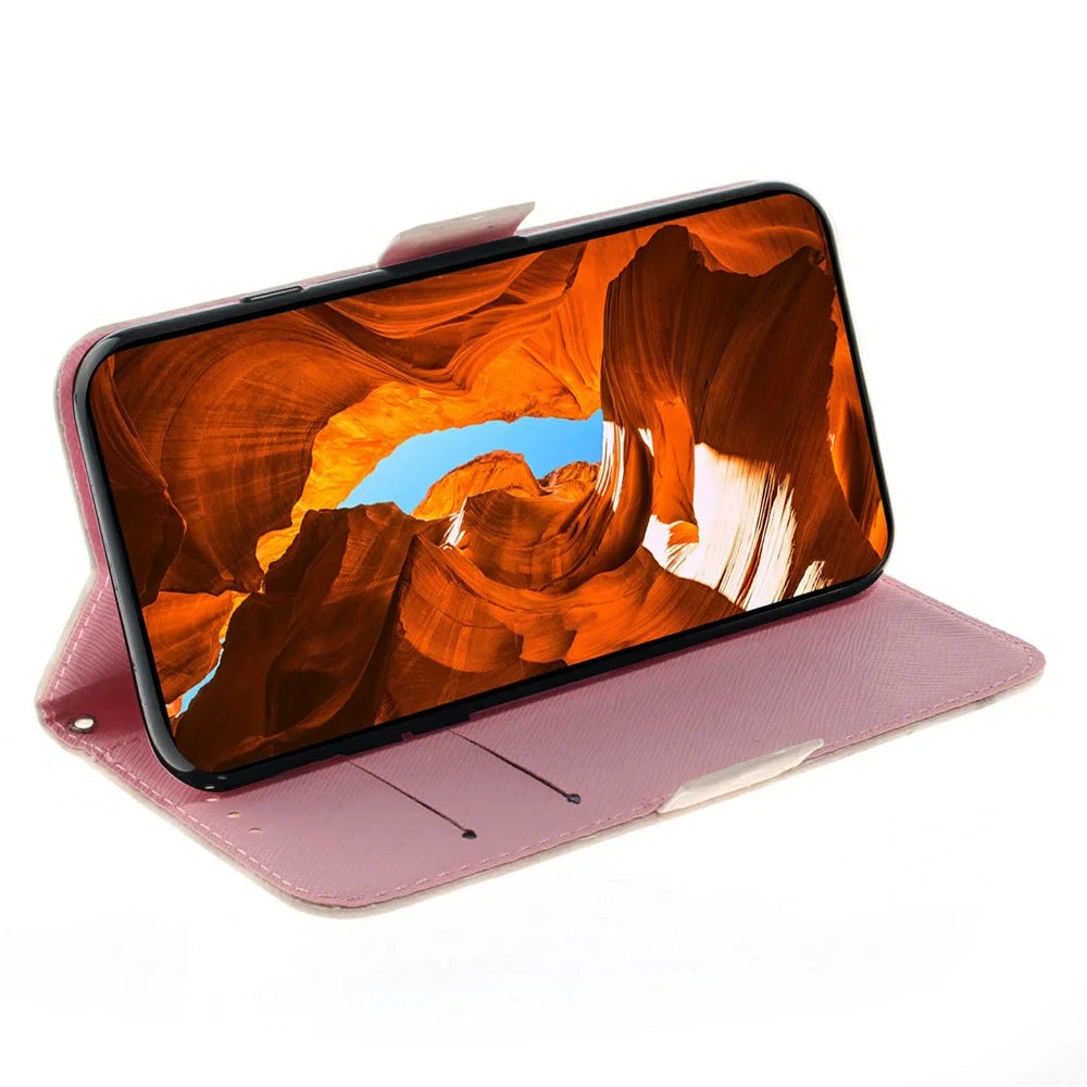 For Samsung Galaxy S26 FE Case Pattern Printing Leather Wallet Phone Cover with Wrist Strap - Butterfly High Heels - 2