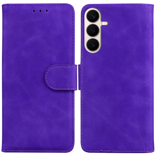For Samsung Galaxy S26 FE Case Solid Color Leather Wallet Phone Cover - Purple - 1