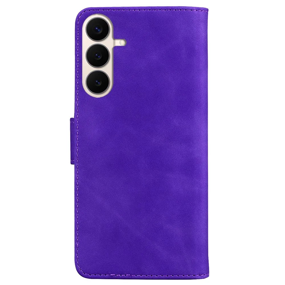 For Samsung Galaxy S26 FE Case Solid Color Leather Wallet Phone Cover - Purple - 7