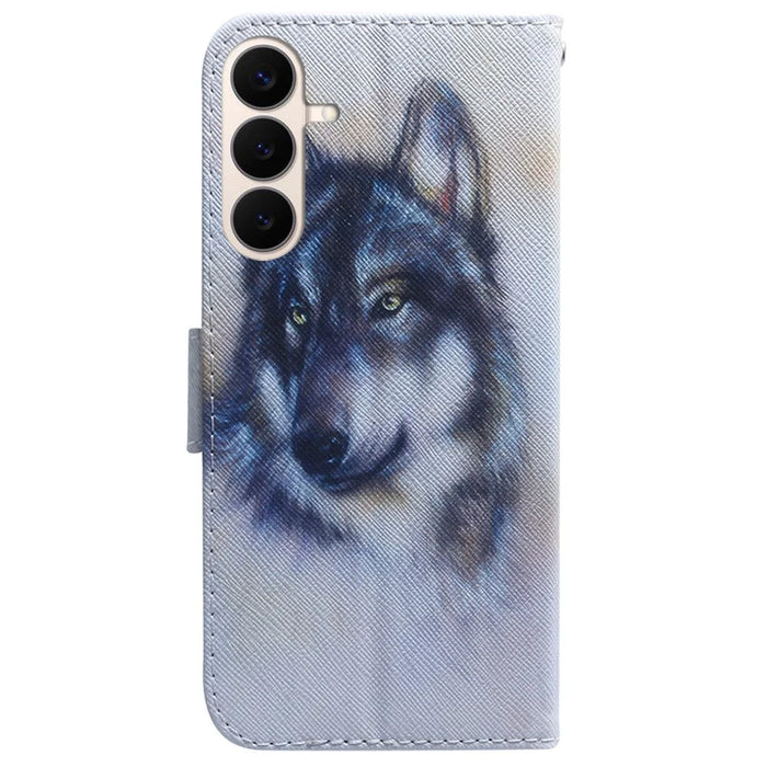 For Samsung Galaxy S26 FE Wallet Case Pattern Print Leather Phone Cover - Wolf - 7