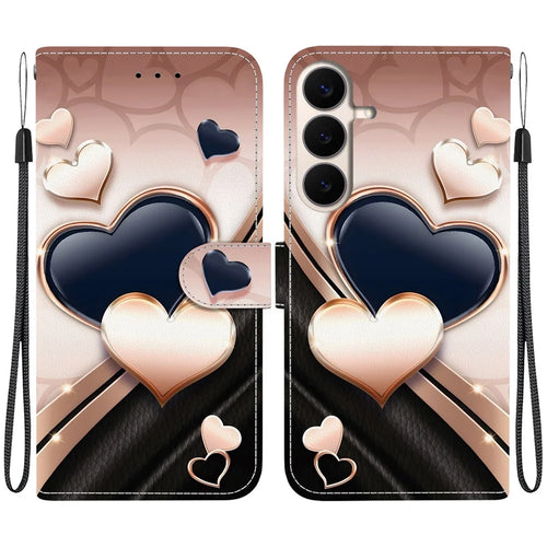 For Samsung Galaxy S26 FE Leather Case Stand Wallet Pattern Printing Phone Cover with Wrist Strap - Love - 1
