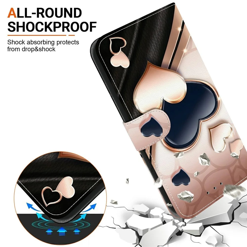 For Samsung Galaxy S26 FE Leather Case Stand Wallet Pattern Printing Phone Cover with Wrist Strap - Love - 6