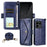For Sony Xperia 1 VIII Leather Case Magnetic Closure Wallet Stand Phone Cover with Crossbody Strap - Blue - 1