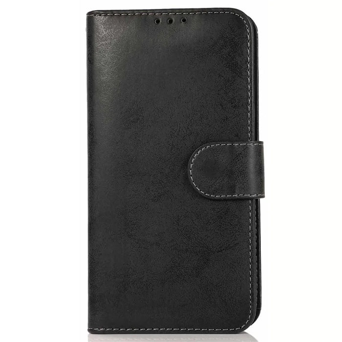 For iPhone 15 Pro Max Wallet Case Retro Matte Magnetic Detachable PU Leather TPU Phone Cover - Black - 7