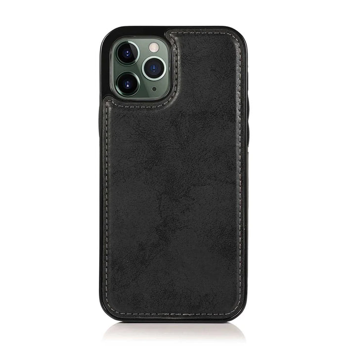 For iPhone 13 Pro Max Wallet Case Retro Matte Magnetic Detachable PU Leather TPU Phone Cover - Black - 6