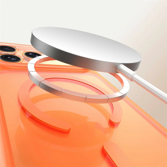 For iPhone 17 Pro Magnetic Case Clear Shockproof Anti-Scratch PC TPU Phone Cover - Orange - 5