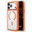 For iPhone 17 Pro Magnetic Case Crystal Clear Acrylic + TPU Scratch-Resistant Back Cover - Orange - 1