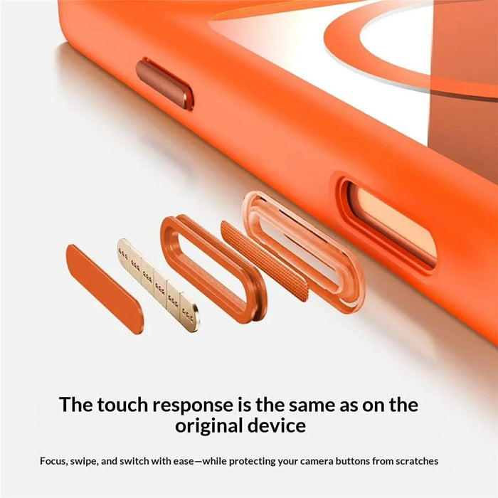For iPhone 17 Pro Magnetic Case Crystal Clear Acrylic + TPU Scratch-Resistant Back Cover - Orange - 2