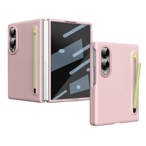 For Samsung Galaxy Z Fold8 Case Hard PC Phone Cover with Tempered Glass Film and Stylus - Pink - 1