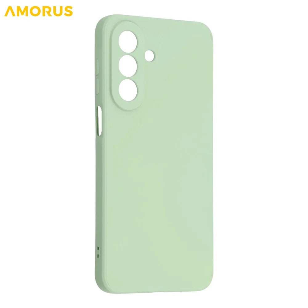 AMORUS For Samsung Galaxy A27 5G Case Precise Cutouts TPU Fiber Lining Shockproof Phone Cover - Matcha Green - 3