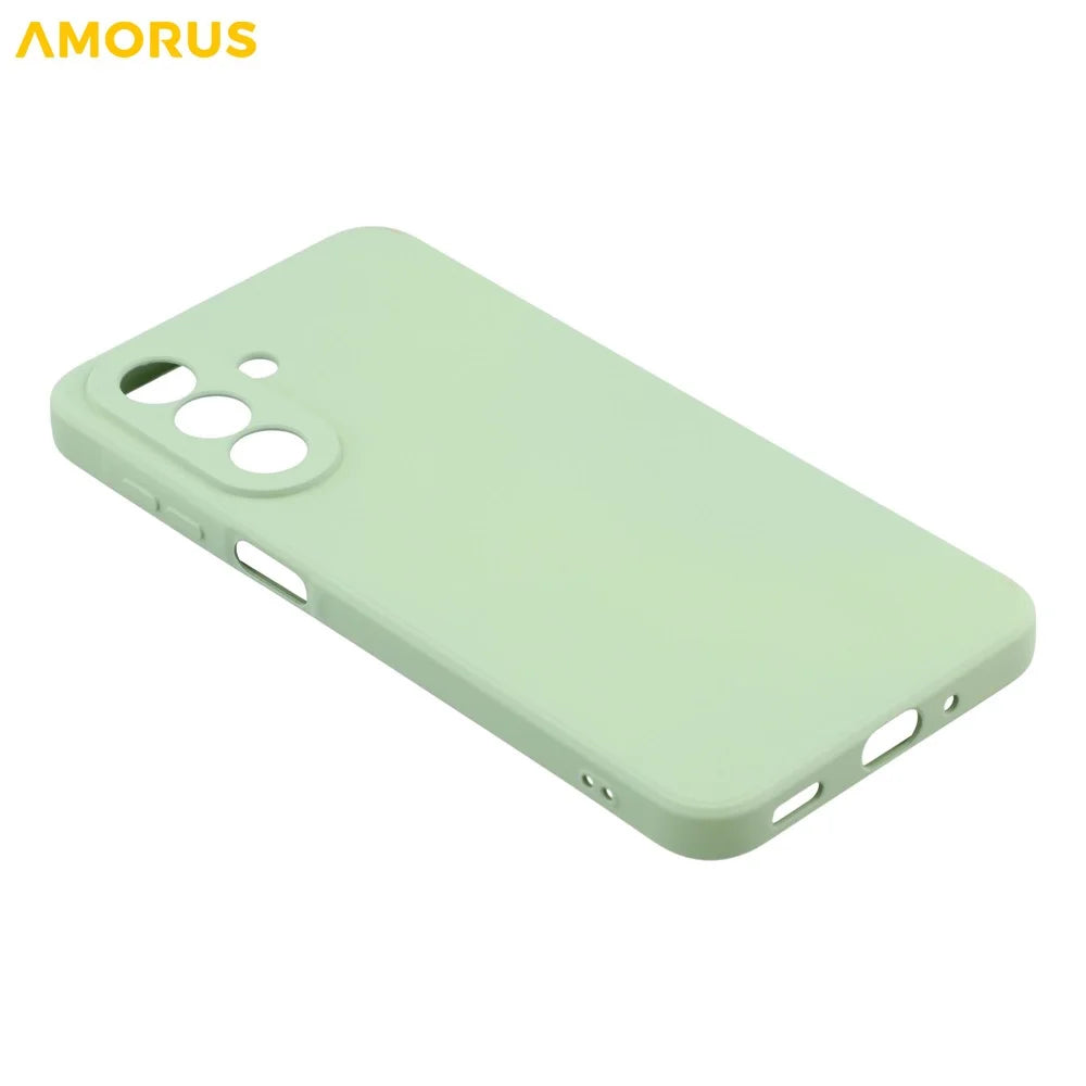 AMORUS For Samsung Galaxy A27 5G Case Precise Cutouts TPU Fiber Lining Shockproof Phone Cover - Matcha Green - 4