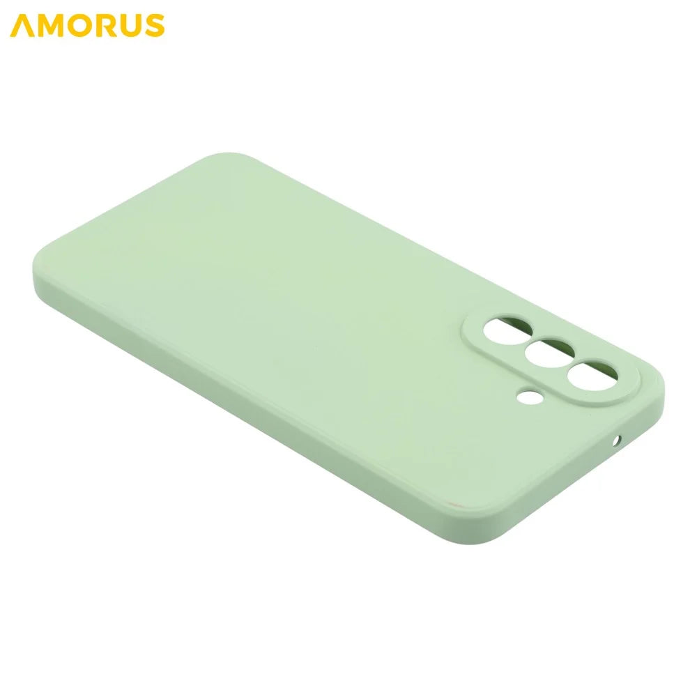 AMORUS For Samsung Galaxy A27 5G Case Precise Cutouts TPU Fiber Lining Shockproof Phone Cover - Matcha Green - 5