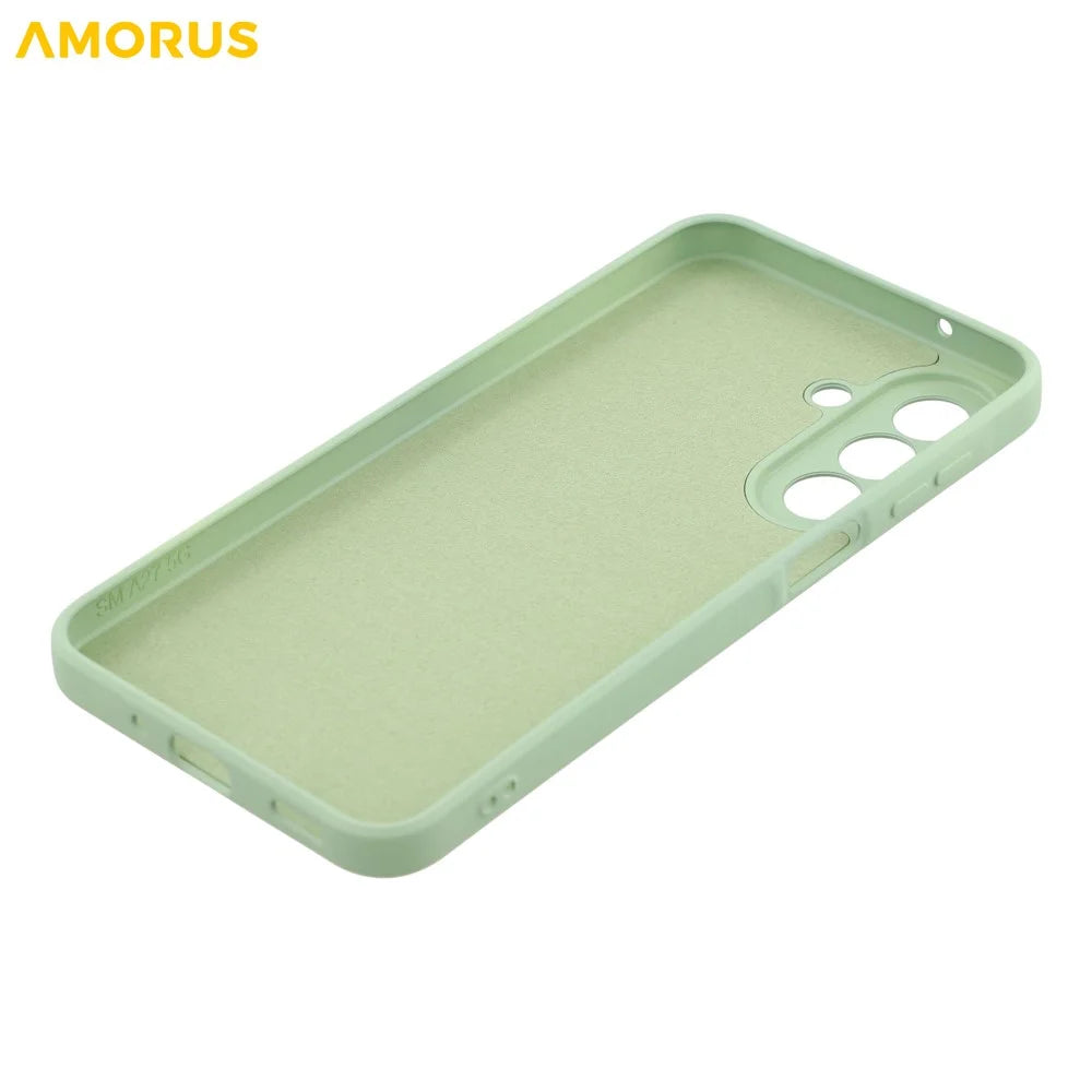 AMORUS For Samsung Galaxy A27 5G Case Precise Cutouts TPU Fiber Lining Shockproof Phone Cover - Matcha Green - 6