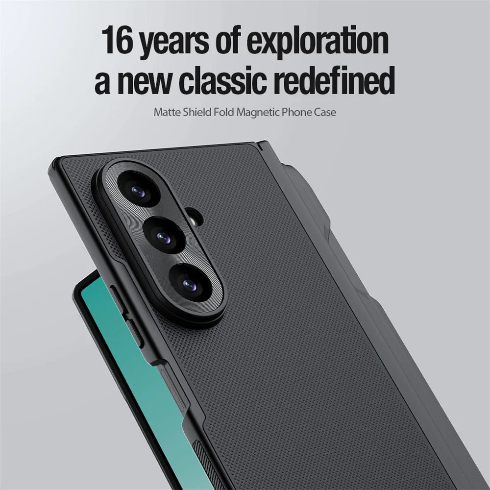 NILLKIN Super Frosted Shield Fold for Samsung Galaxy Z Fold8 Ultra Magnetic Case PC Matte Phone Cover with Stylus Pen - Black - 6