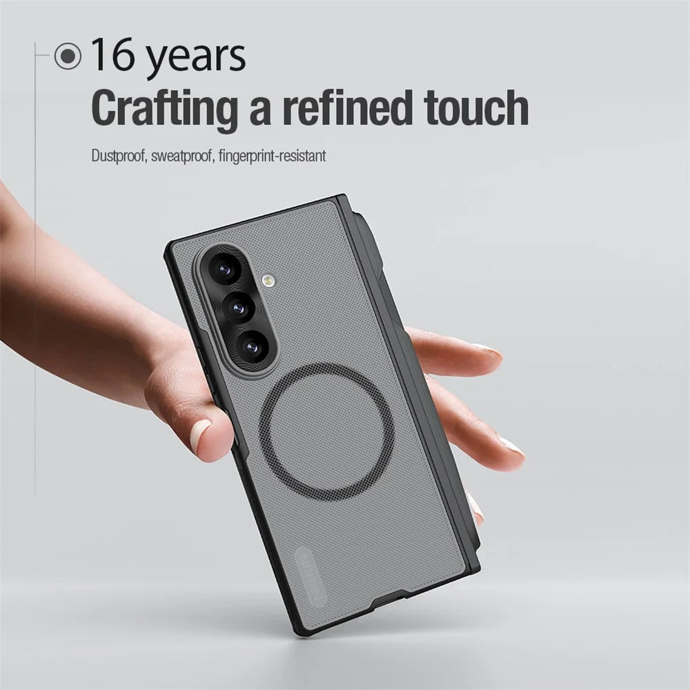 NILLKIN Super Frosted Shield Fold for Samsung Galaxy Z Fold8 Ultra Magnetic Case PC Matte Phone Cover with Stylus Pen - Black - 7