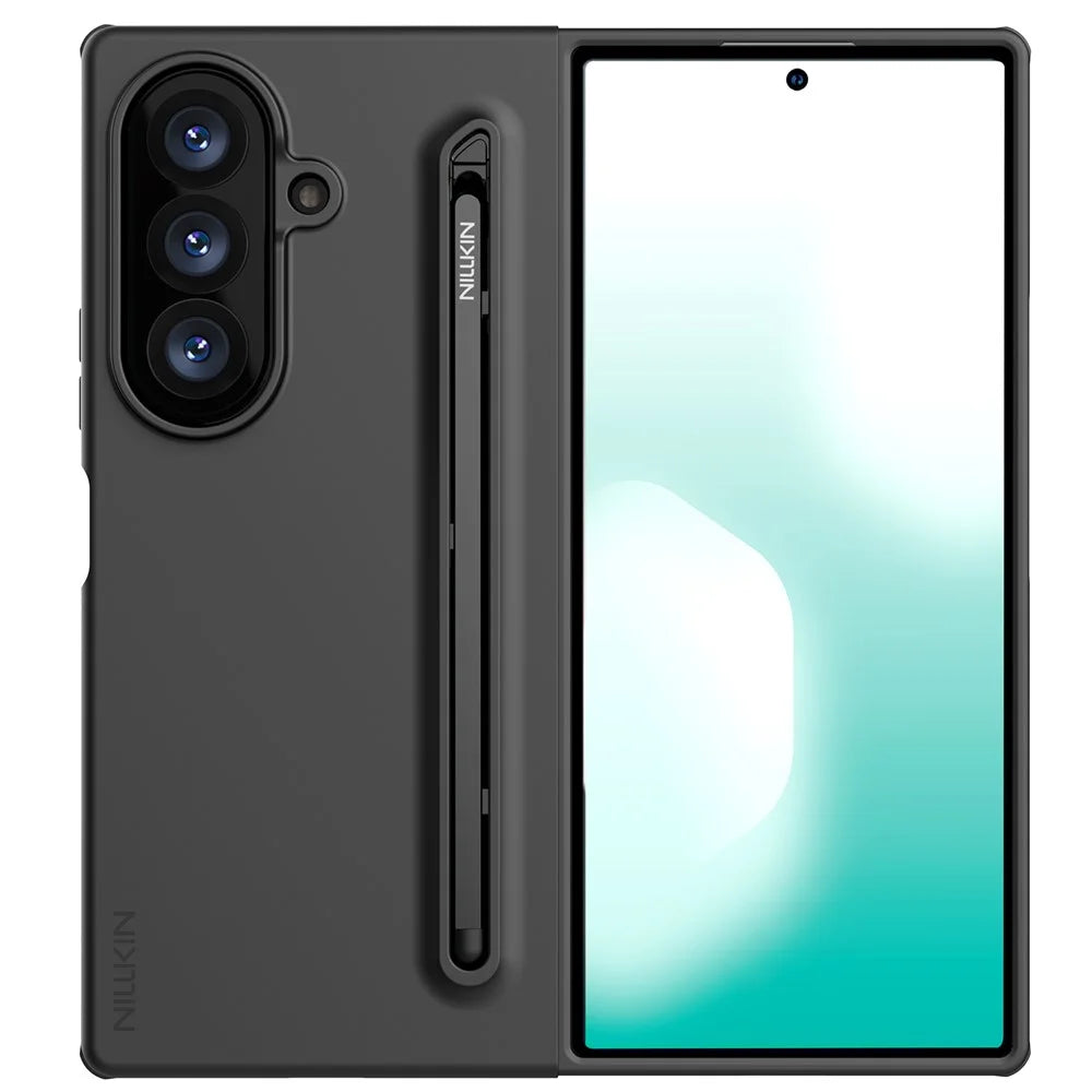 NILLKIN Flex Pure Fold Case for Samsung Galaxy Z Fold8 Ultra Silicone + PC Phone Cover with Stylus Pen - Black - 1