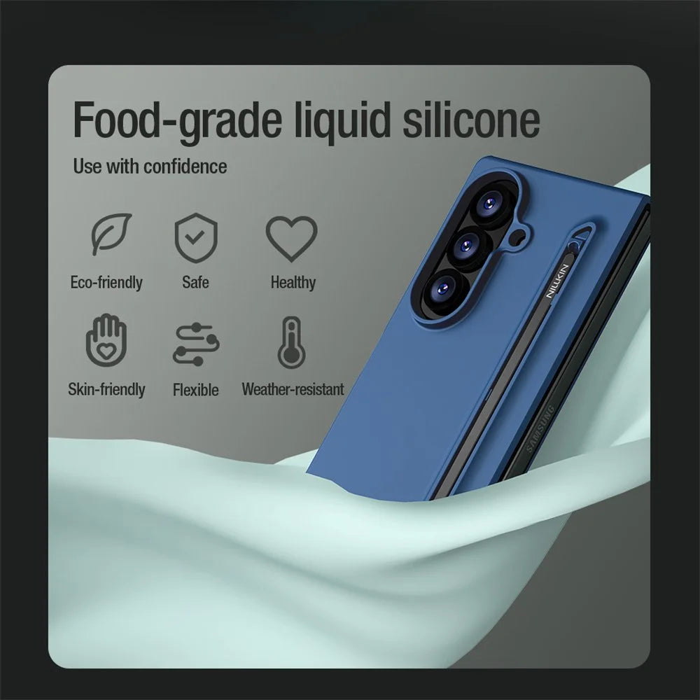 NILLKIN Flex Pure Fold Case for Samsung Galaxy Z Fold8 Ultra Silicone + PC Phone Cover with Stylus Pen - Black - 7