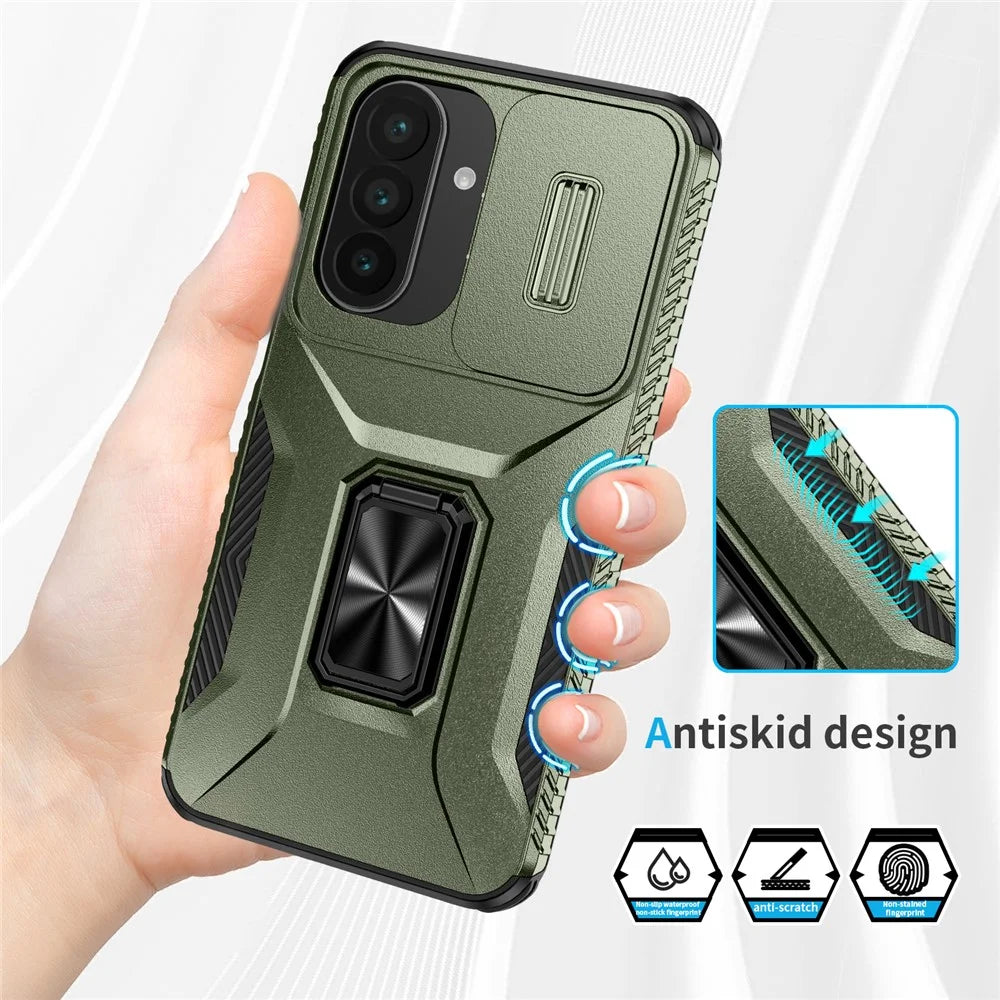 For Samsung Galaxy A27 5G Case Camshield Kickstand TPU + PC Anti-Slip Phone Cover - Green - 4
